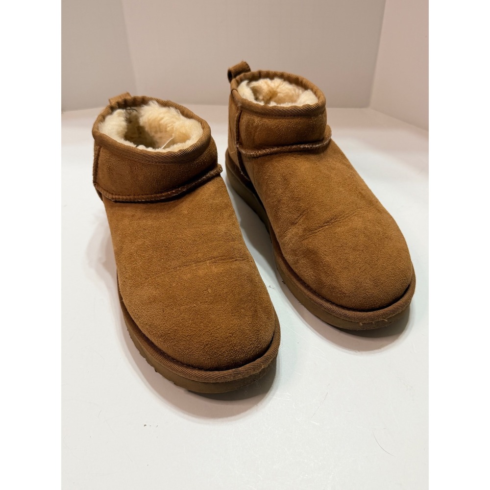 UGG Classic Ultra Mini Boots Chestnut Suede Ankle Booties 1116109 Womens 7